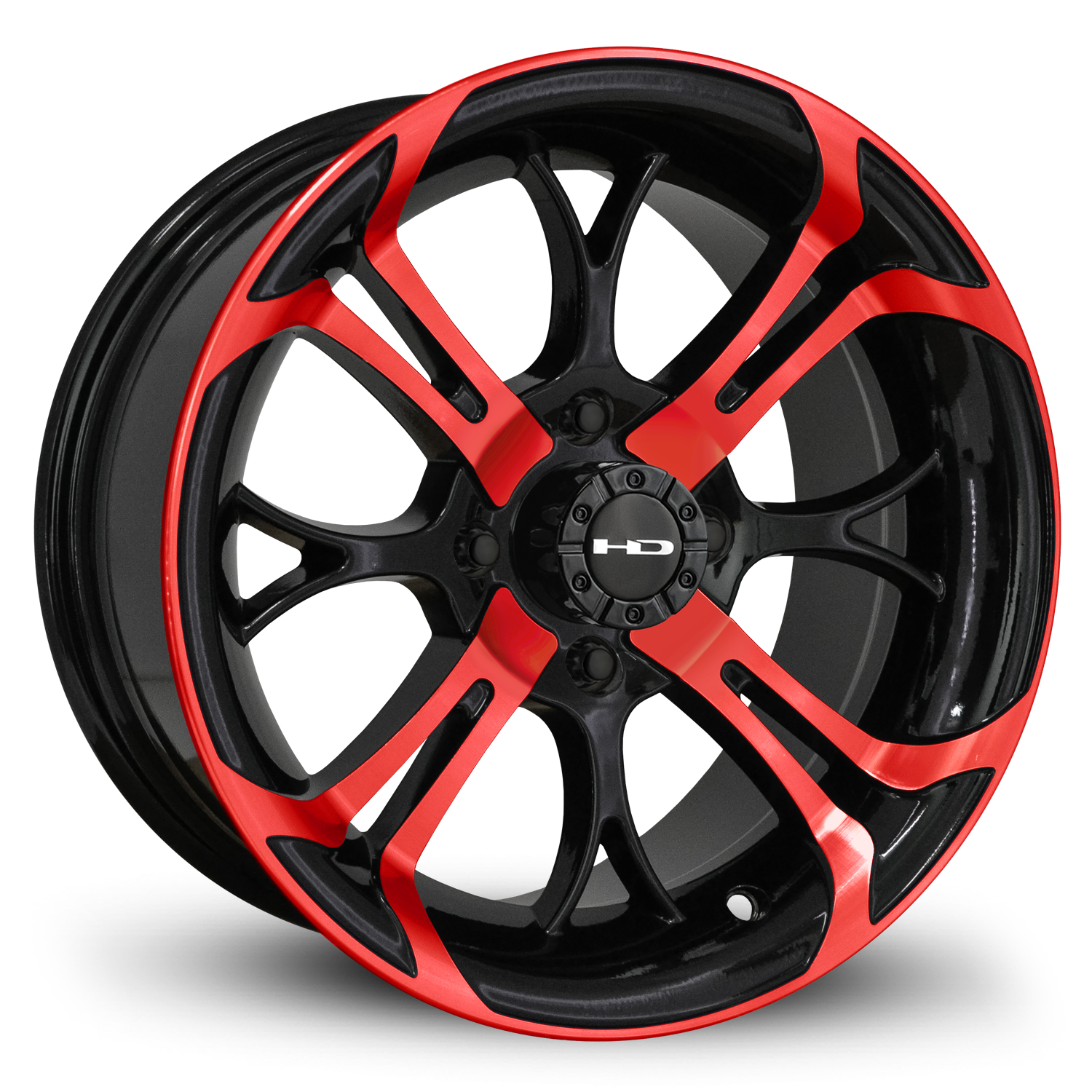 HD Golf Spinout 14x7 -10 4x101.6mm 68.2mm Gloss Red&BK/Machined Face
