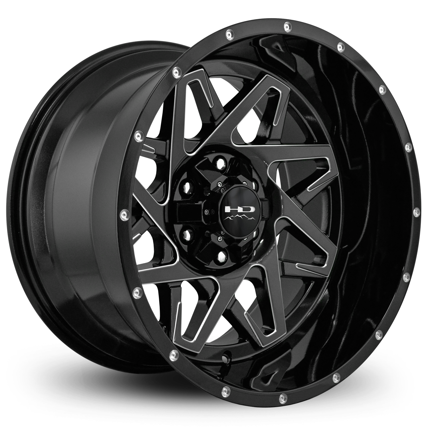 HD Offroad Caliber 20x12 -50 6x135/6x139.7mm 106.2mm Gloss Black/Milled Edge