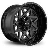 HD Offroad Caliber 20x12 -50 6x135/6x139.7mm 106.2mm Gloss Black/Milled Edge