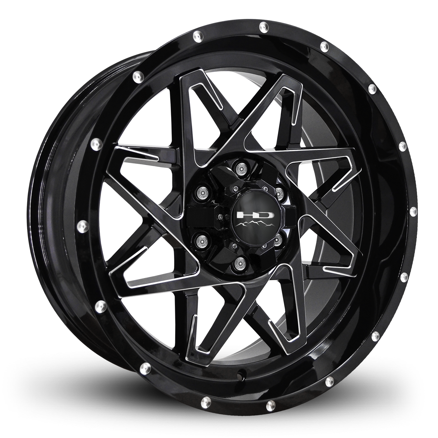 HD Offroad Caliber 20x9 -10 6x120/6x139.7mm 78.1mm Gloss Black/Milled Edge