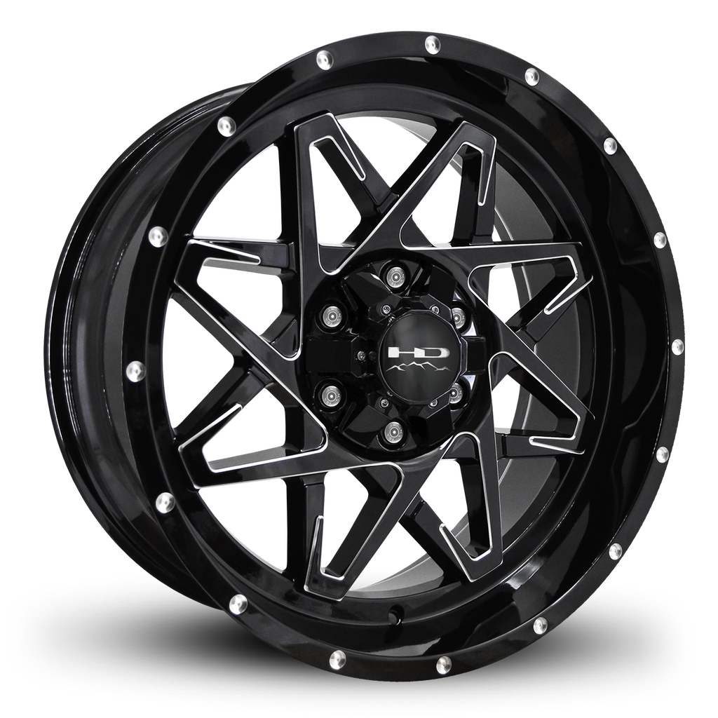 HD Offroad Caliber 20x9 -10 6x135/6x139.7mm 106.2mm Gloss Black/Milled Edge