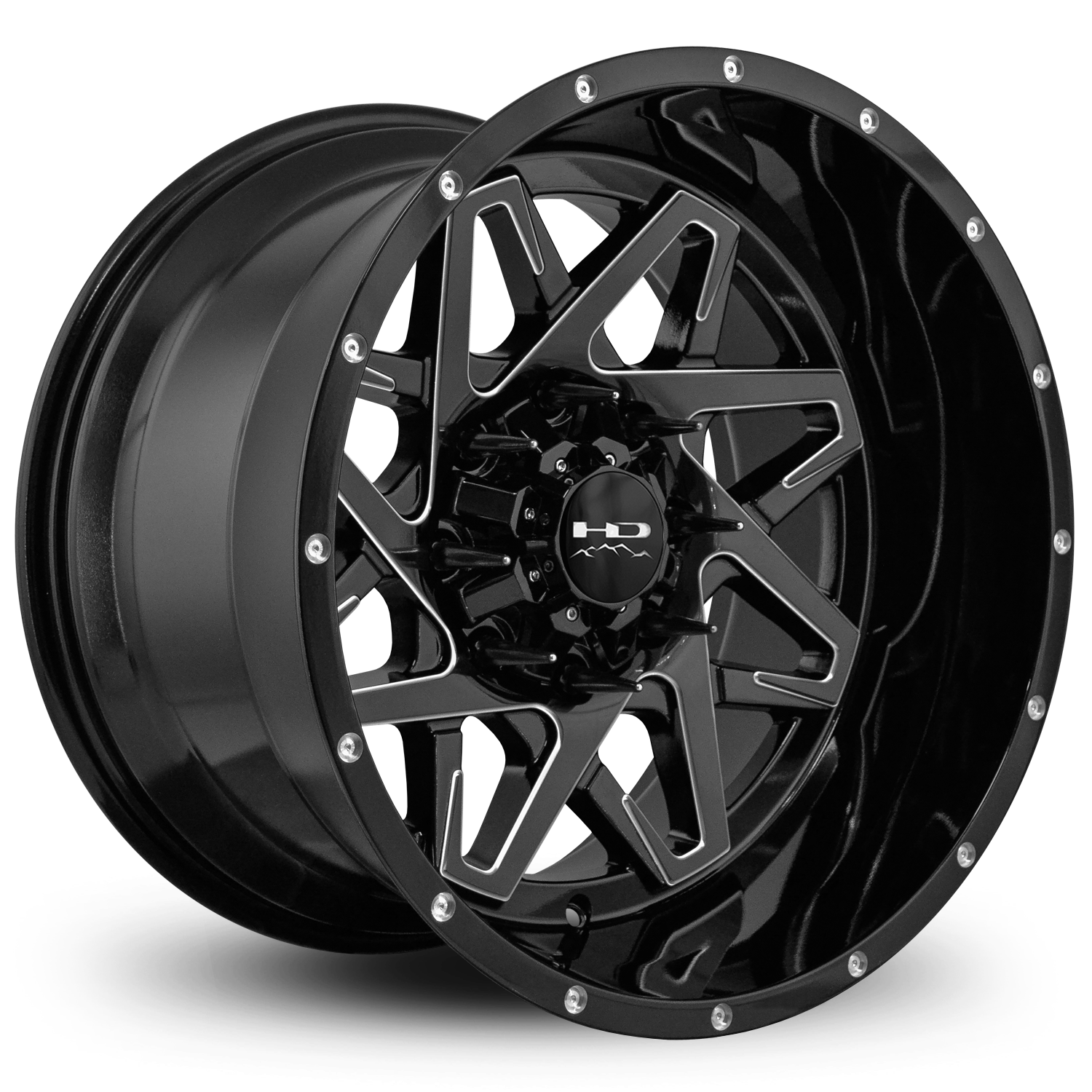 HD Offroad Caliber 20x12 -50 8x170mm 106.2mm Gloss Black/Milled Edge