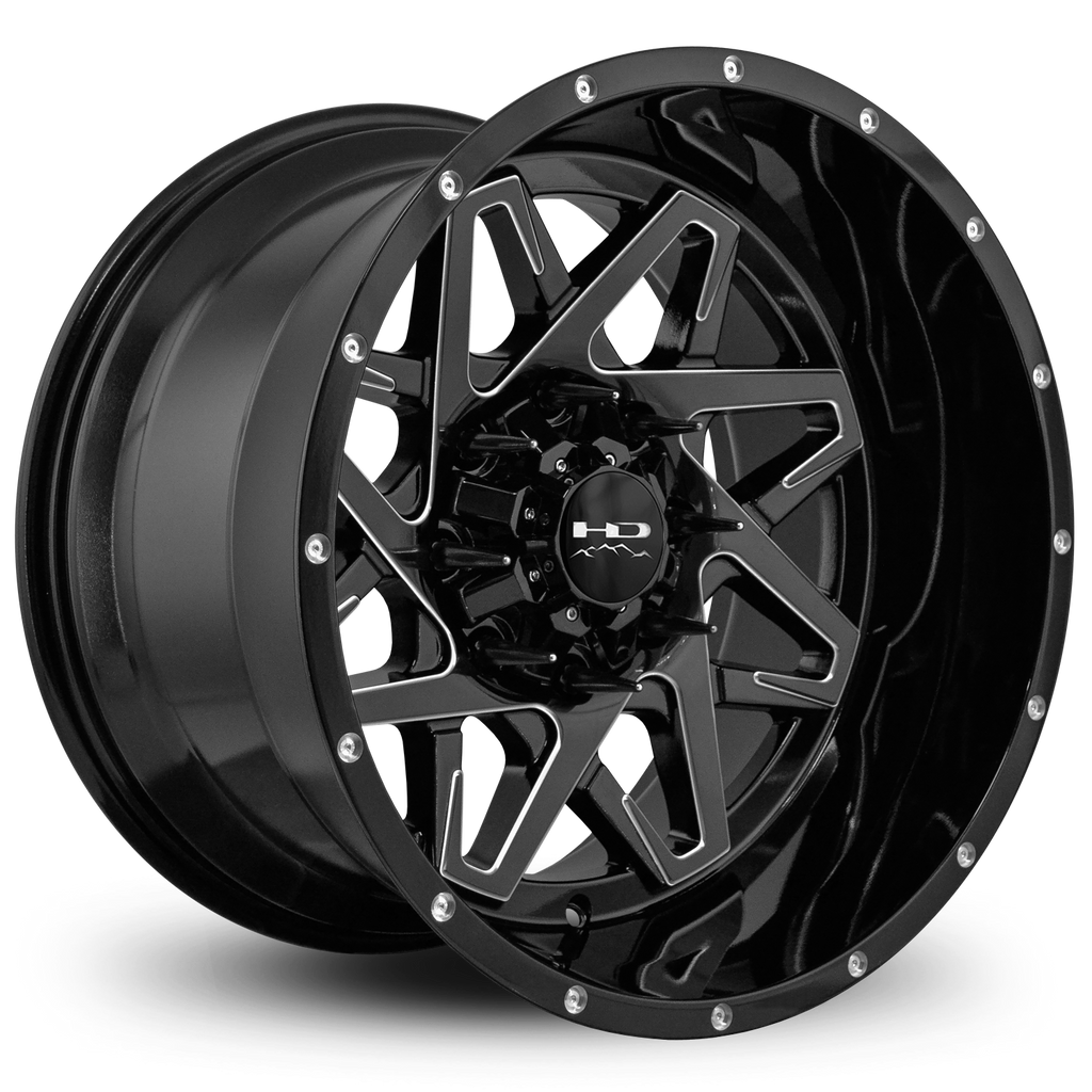 HD Offroad Caliber 20x12 -50 8x170mm 106.2mm Gloss Black/Milled Edge