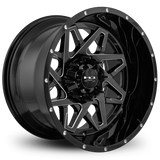 HD Offroad Caliber 20x12 -50 8x180mm 106.2mm Gloss Black/Milled Edge