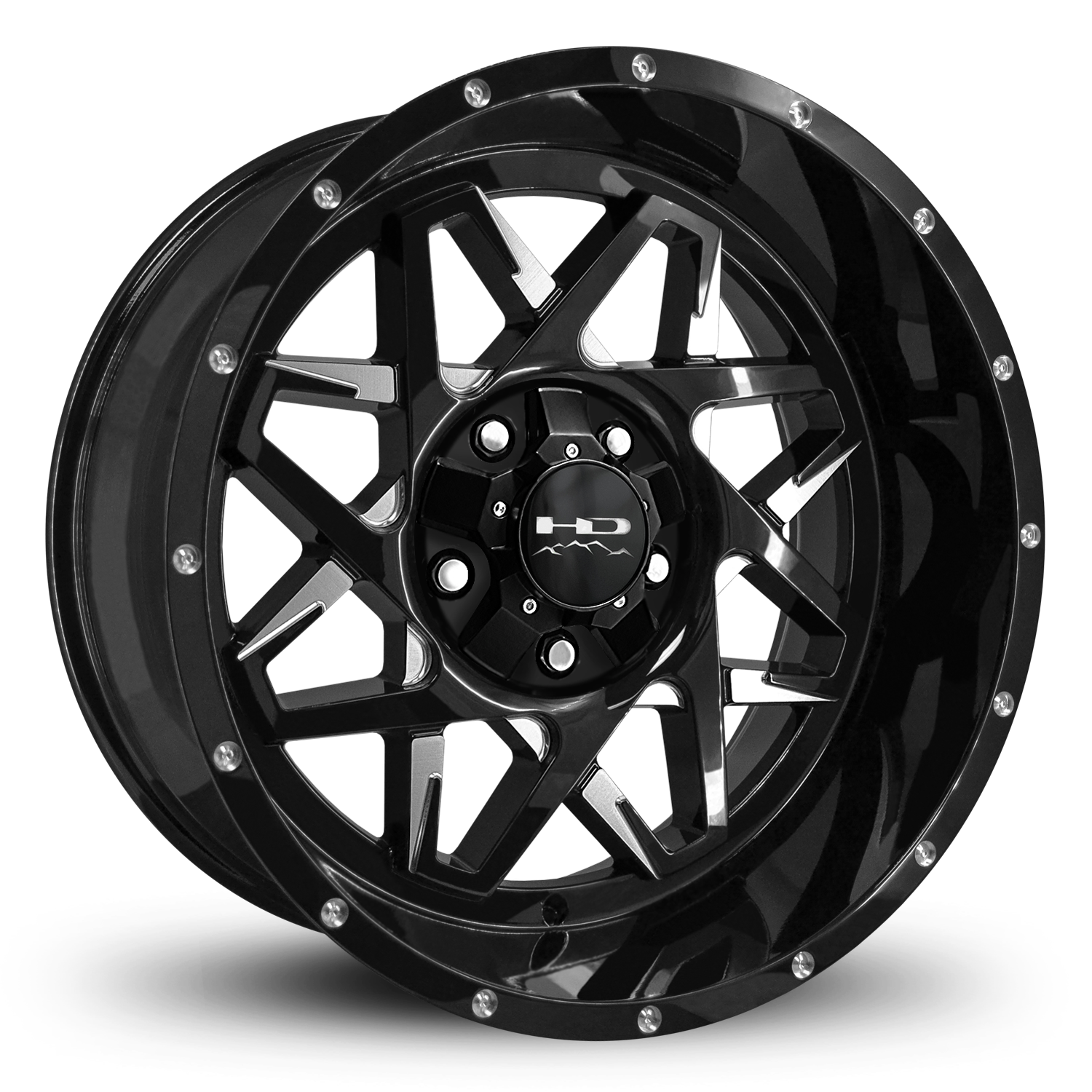 HD Offroad Caliber 20x10 -25 5x127/5x139.7mm 78.1mm Gloss Black/Milled Face