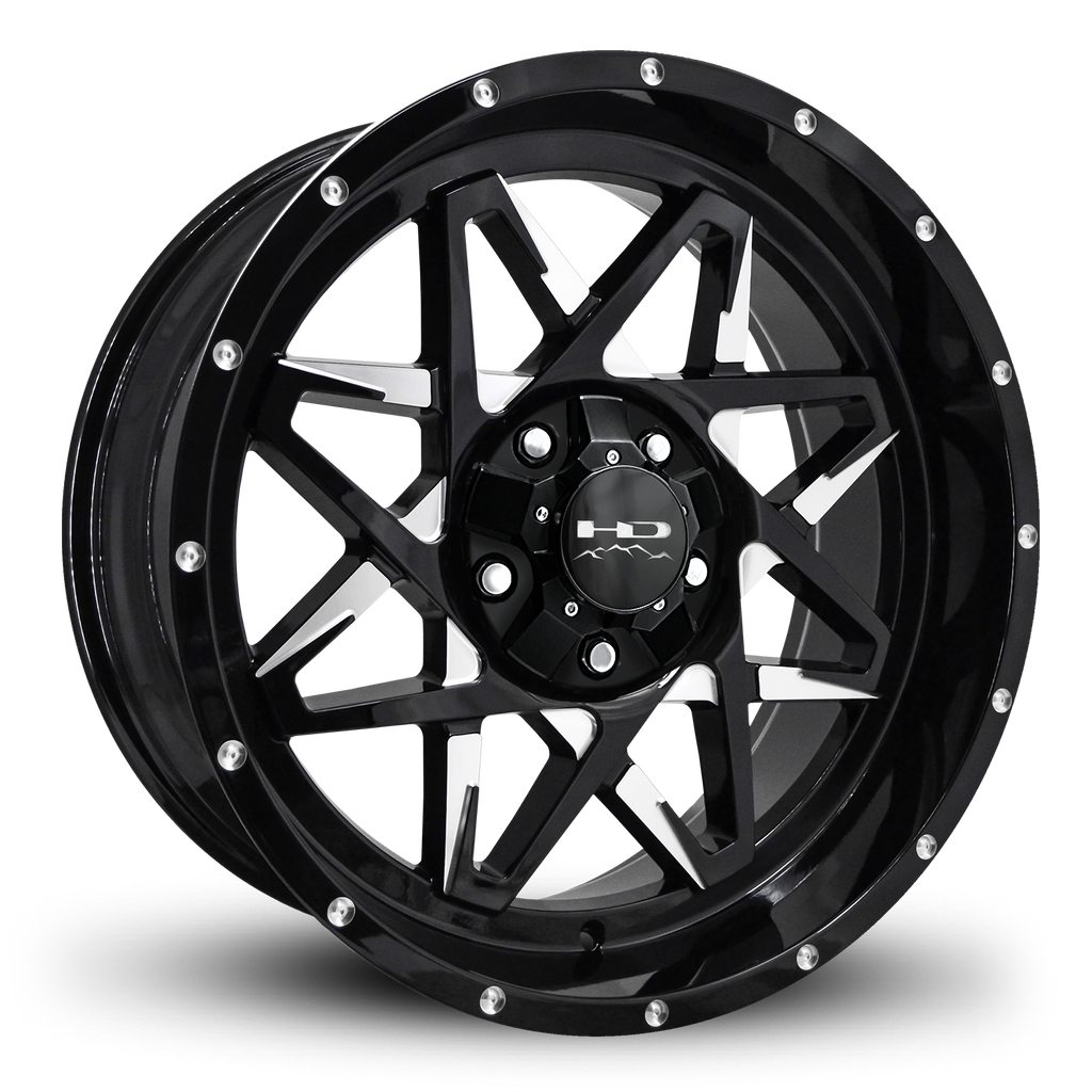 HD Offroad Caliber 20x9 +0 5x127/5x139.7mm 106.2mm Gloss Black/Milled Face