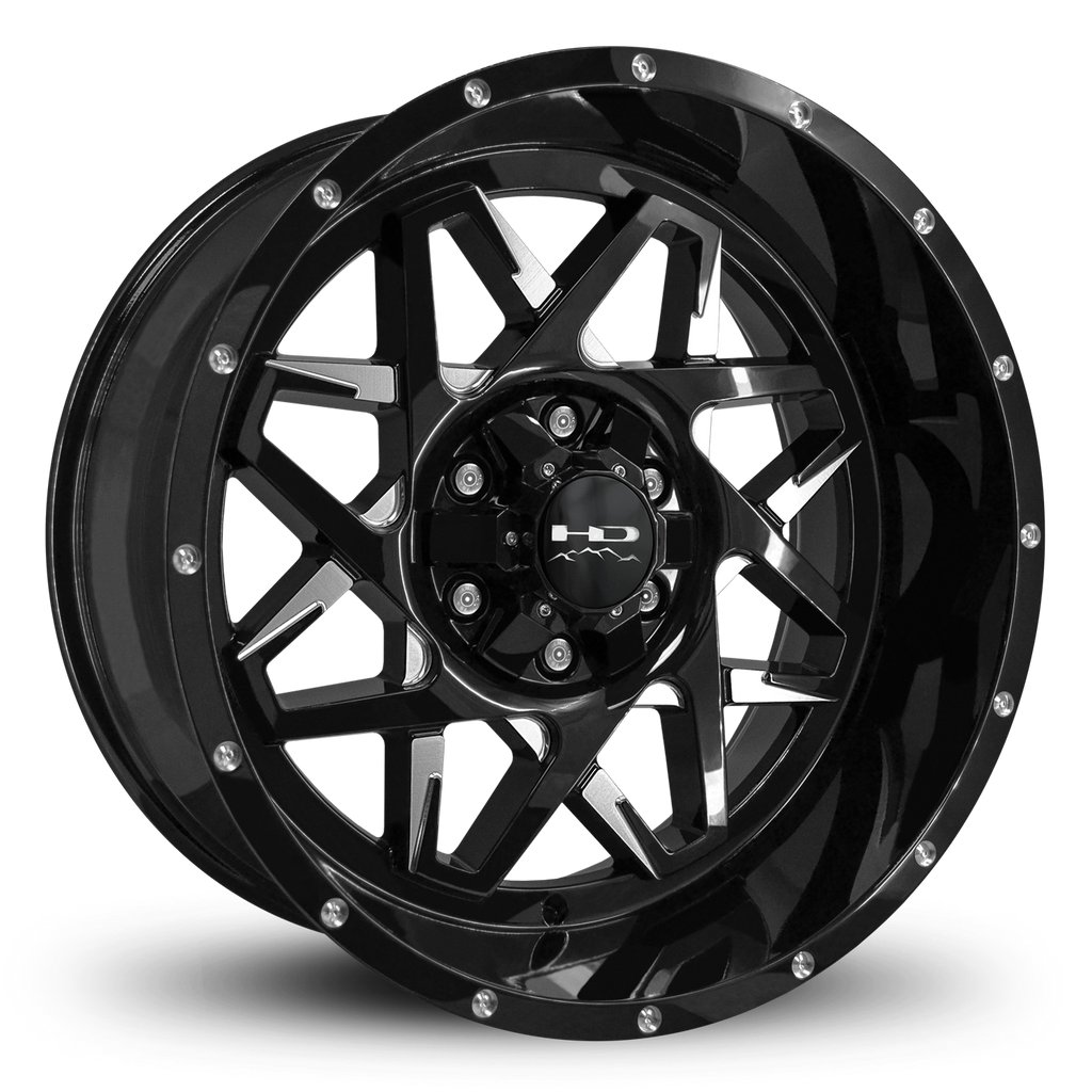 HD Offroad Caliber 20x10 -25 8x180mm 125mm Gloss Black/Milled Face