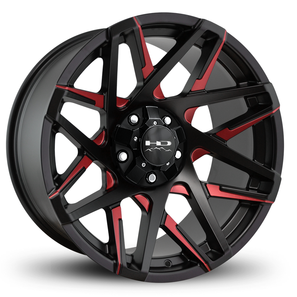 HD Offroad Canyon 20x10 -25 5x127/5x139.7mm 78.1mm Satin Red&BK/Milled Face