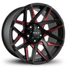 Load image into Gallery viewer, HD Offroad Canyon 20x10 -25 5x127/5x139.7mm 78.1mm Satin Red&amp;BK/Milled Face