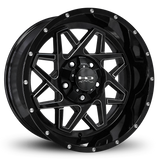 HD Offroad Gridlock 20x10 -25 5x127/5x139.7mm 106.2mm Gloss Black/Milled Edge