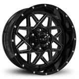 HD Offroad Gridlock 20x10 -40 6x135/6x139.7mm 106.2mm Gloss Black/Milled Edge