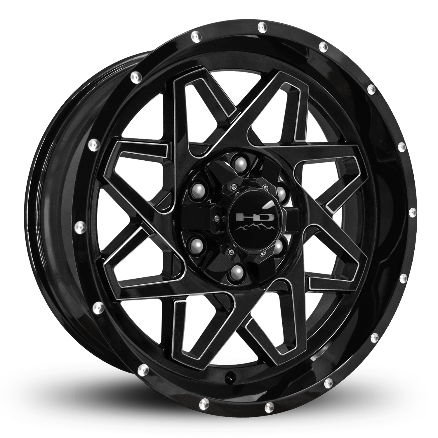 HD Offroad Gridlock 20x9 -10 6x135/6x139.7mm 106.2mm Gloss Black/Milled Edge