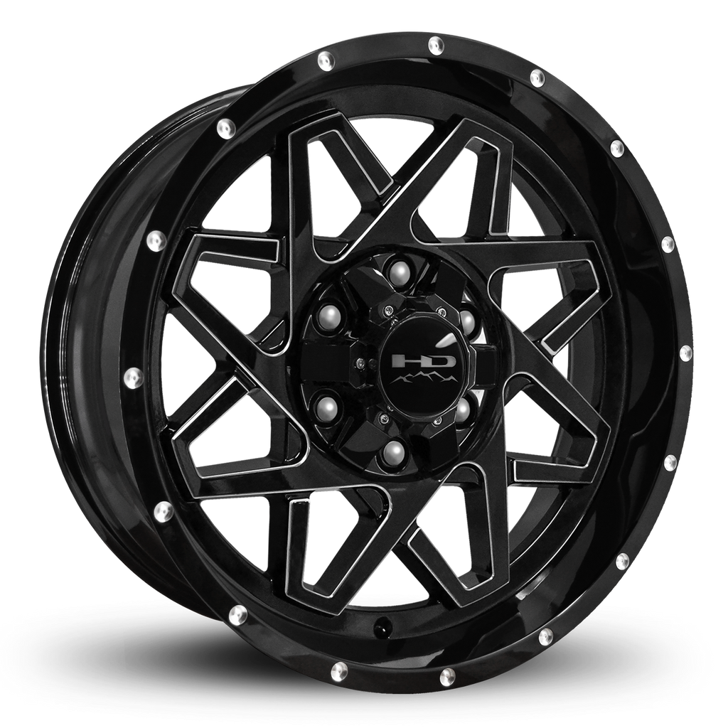 HD Offroad Gridlock 20x9 -10 6x135/6x139.7mm 106.2mm Gloss Black/Milled Edge