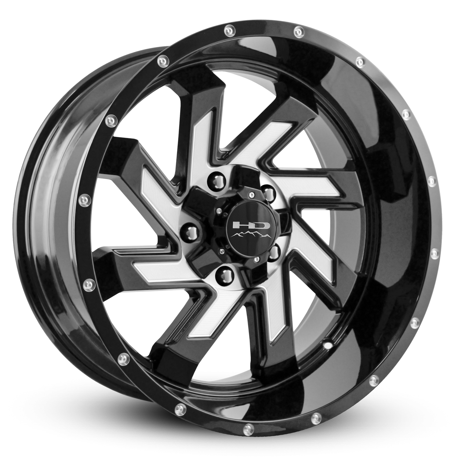 HD Offroad Saw 20x10 -25 5x127/5x139.7mm 78.1mm Gloss Black/Milled Face