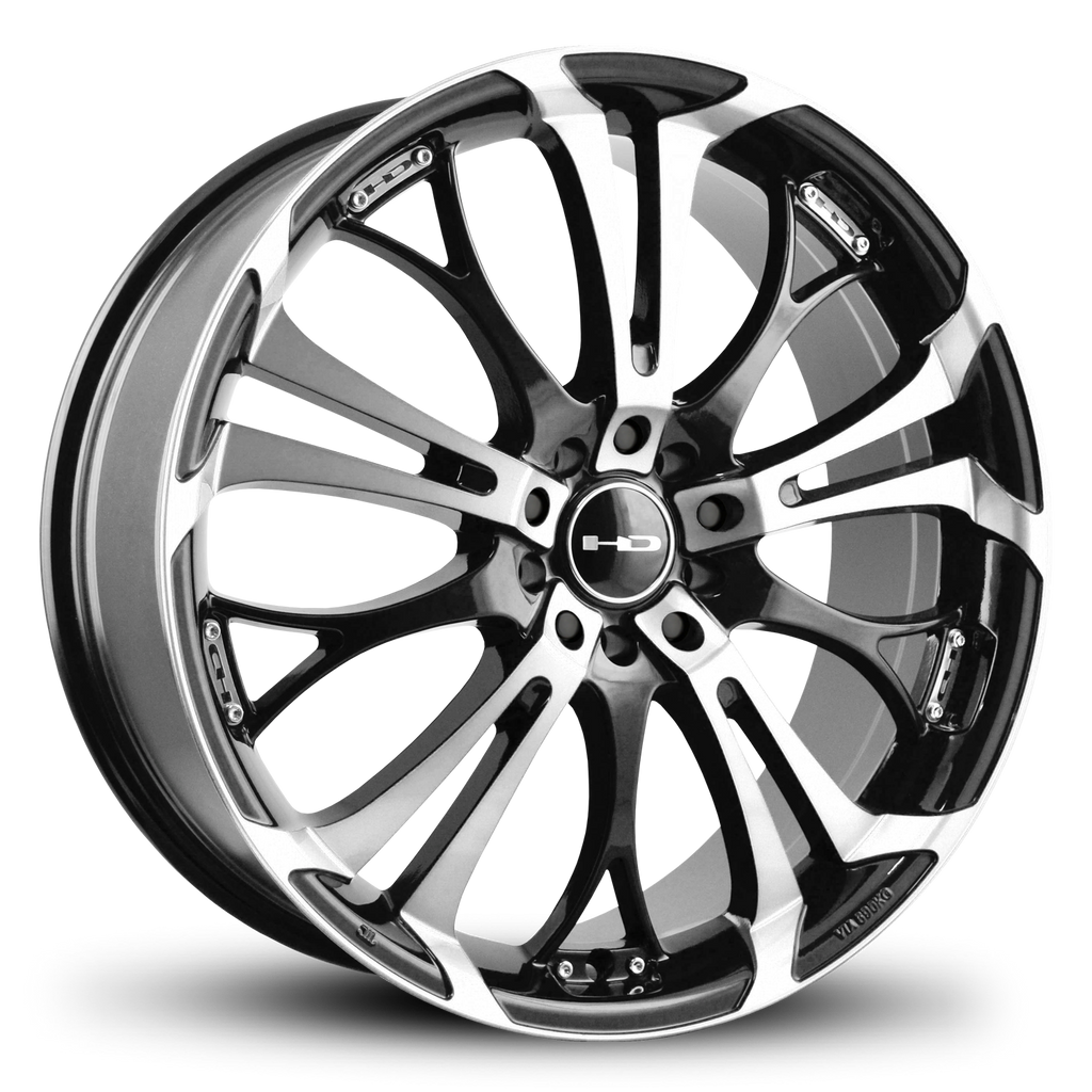 HD Wheels Spinout 18x7.5 +42 5x120/5x114.3mm 74.1mm Gloss Black/Machined Face