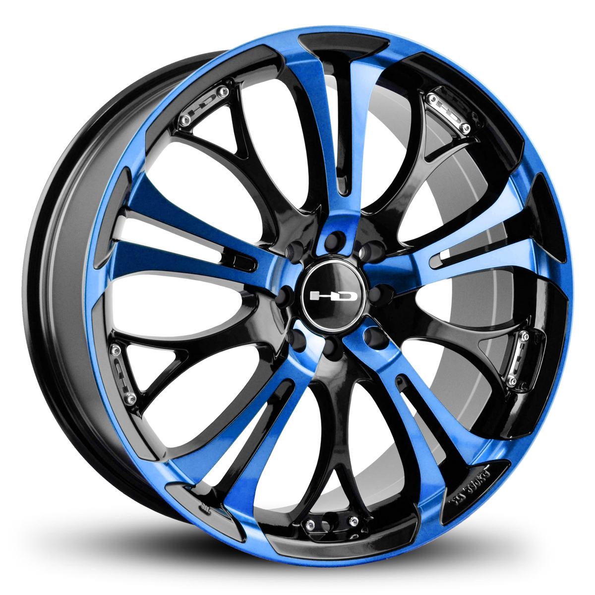 HD Wheels Spinout 17x7 +40 4x100/4x114.3mm 73.1mm Gloss Blue&BK/Machin ...