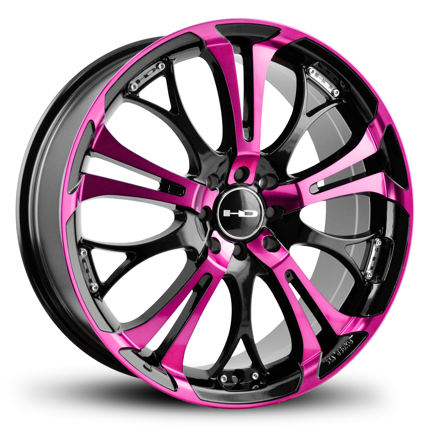 HD Wheels Spinout 22x8.5 +20 5x115/5x120mm 74.1mm Gloss Pink&BK/Machined Face