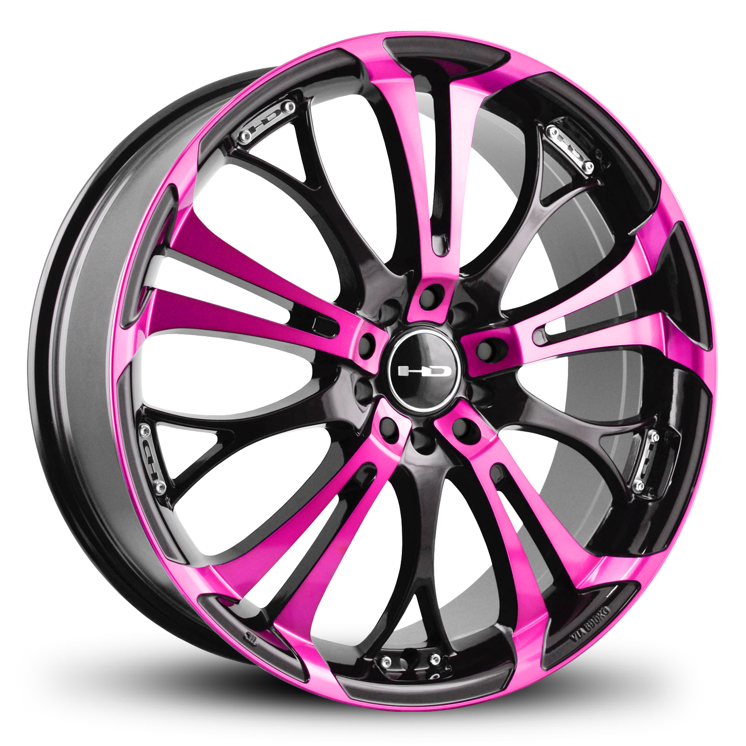 HD Wheels Spinout 17x7 +45 5x110/5x114.3mm 73.1mm Gloss Pink&BK/Machined Face