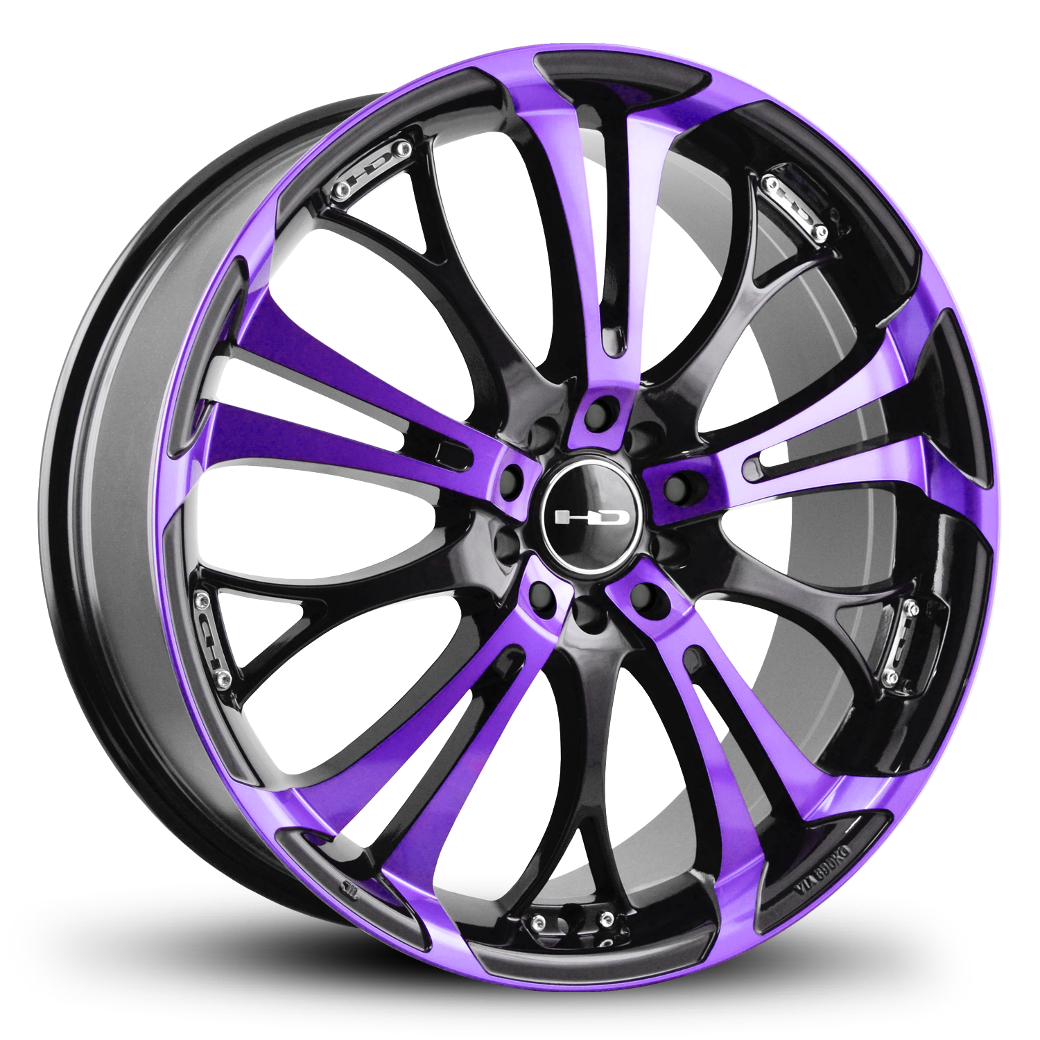 HD Wheels Spinout 20x8 +20 5x115/5x120mm 74.1mm Gloss Purple&BK/Machined Face