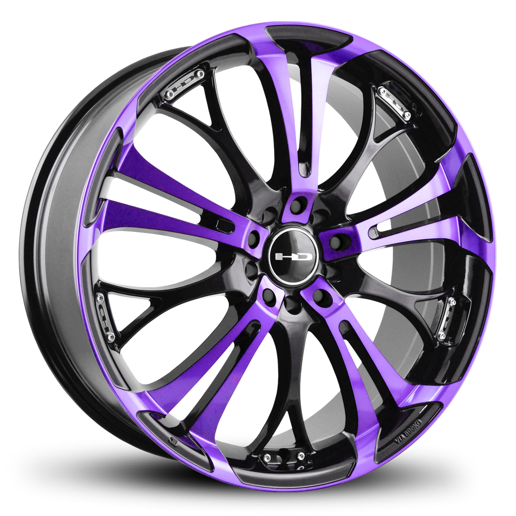 Purple Racing Wheels HD Wheels Spinout 20x8 +20 5x115/5x120mm 74.1mm Gloss Purple&BK/Machin ...