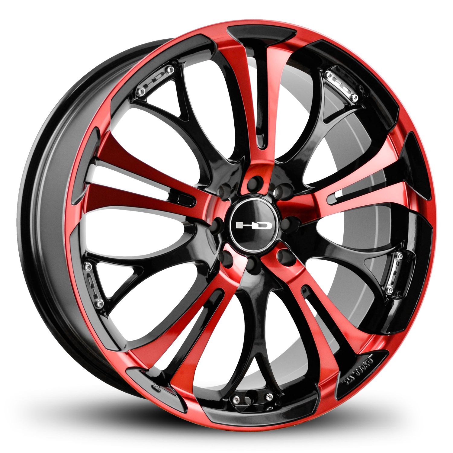 HD Wheels Spinout 17x7 +40 4x100/4x114.3mm 73.1mm Gloss Red&BK/Machined Face
