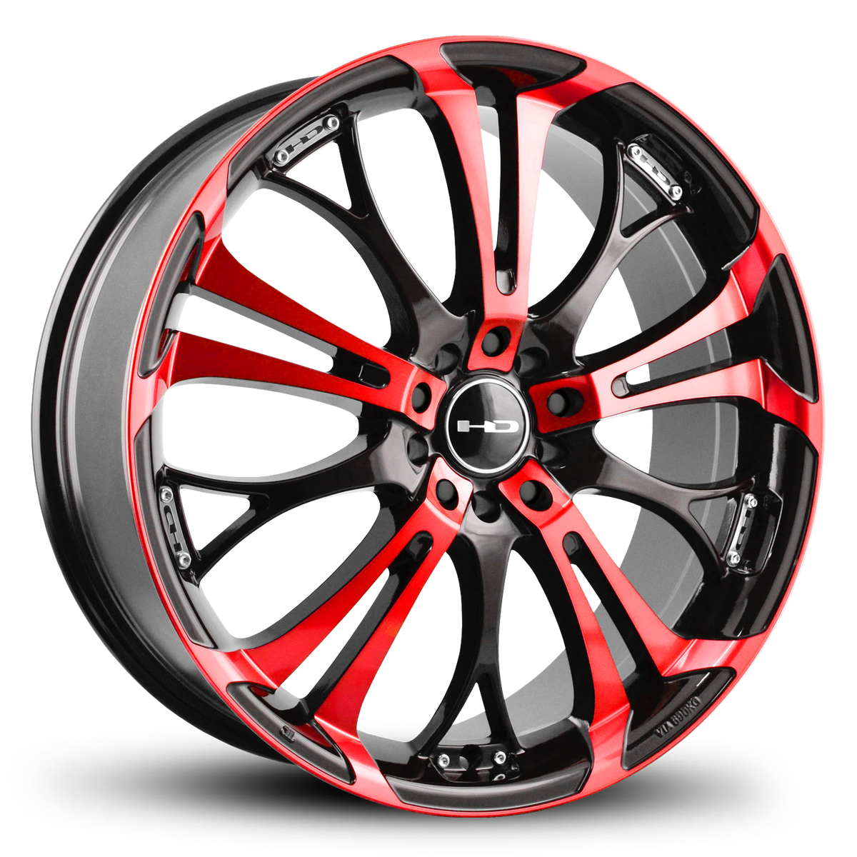 HD Wheels Spinout 17x7 +45 5x110/5x114.3mm 73.1mm Gloss Red&BK/Machine