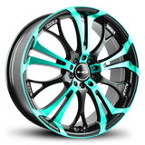 HD Wheels Spinout 17x7 +40 5x100/5x114.3mm 73.1mm Gloss Teal&BK/Machined Face