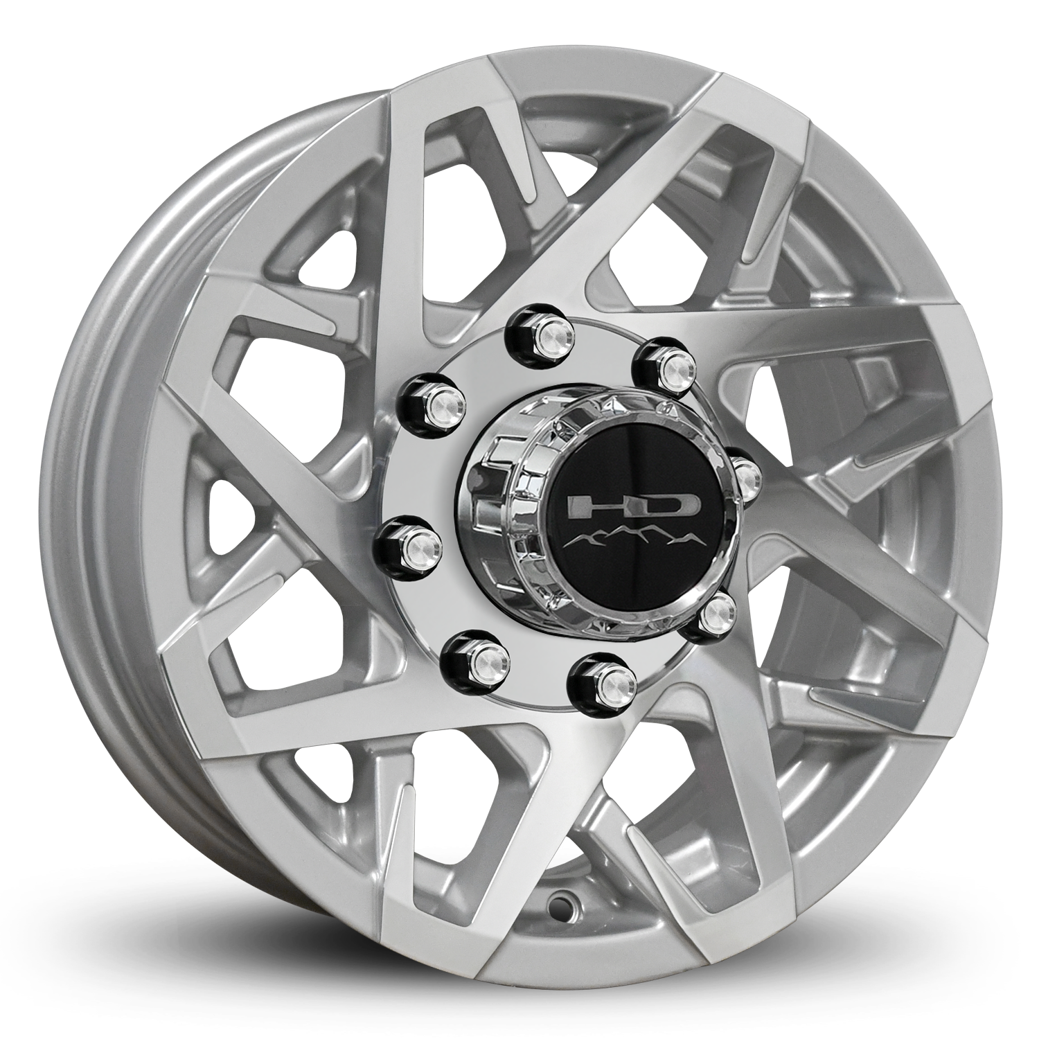 HD Trailer Canyon 16x6.0 +0 8x165mm 128.6mm Gloss Silver Machined Face on Radial Trailer Tire 235/80R16 10ply