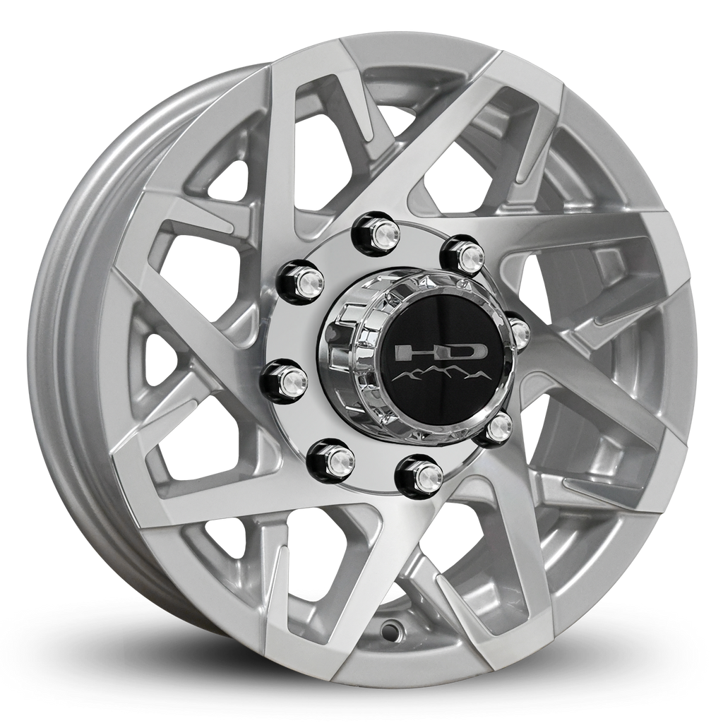 HD Trailer Canyon 16x6.0 +0 8x165mm 128.6mm Gloss Silver Machined Face on Radial Trailer Tire 235/80R16 10ply