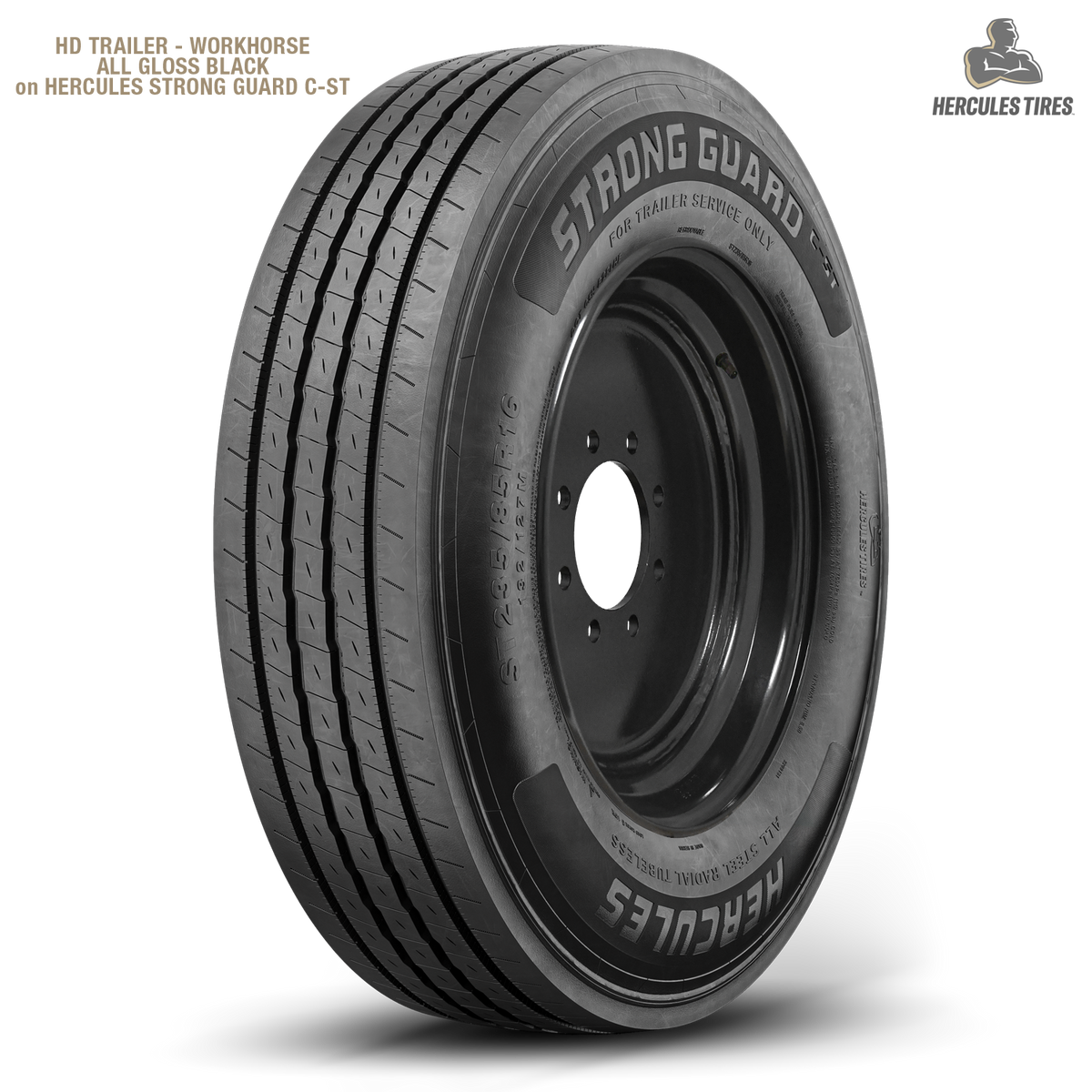 HD Trailer Workhorse 17.5x6.75 0 8x165mm 121.2mm 5mm barrel 12mm Flange All Gloss Black Powder Coat