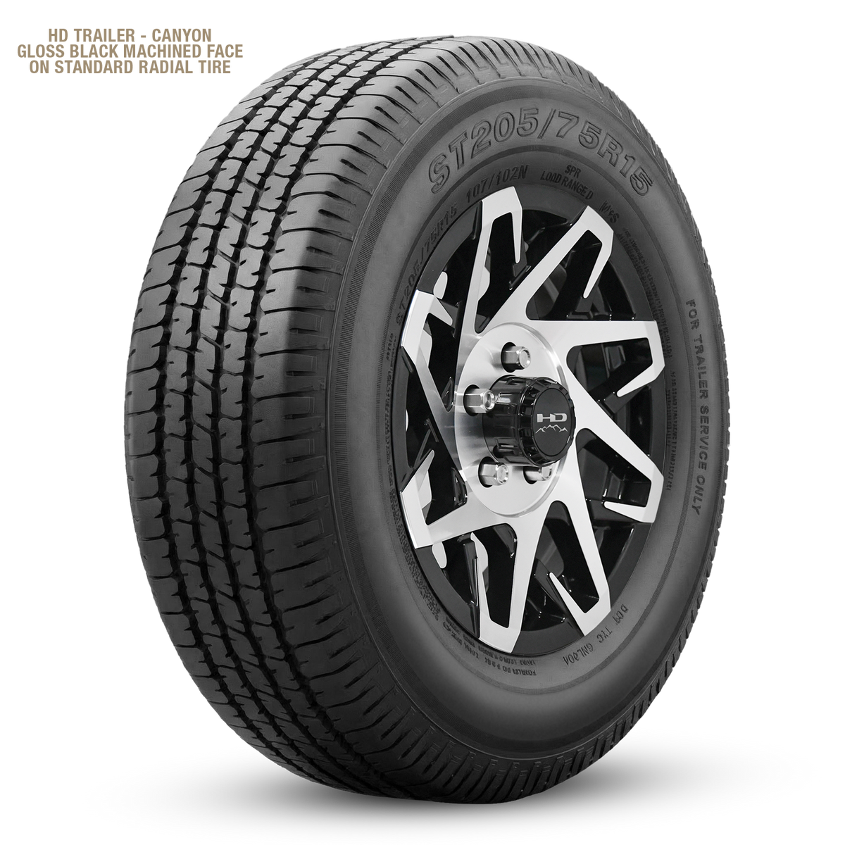 HD Trailer Canyon 16x6 +0 8x165mm 128.6mm Gloss Black/Machined Face