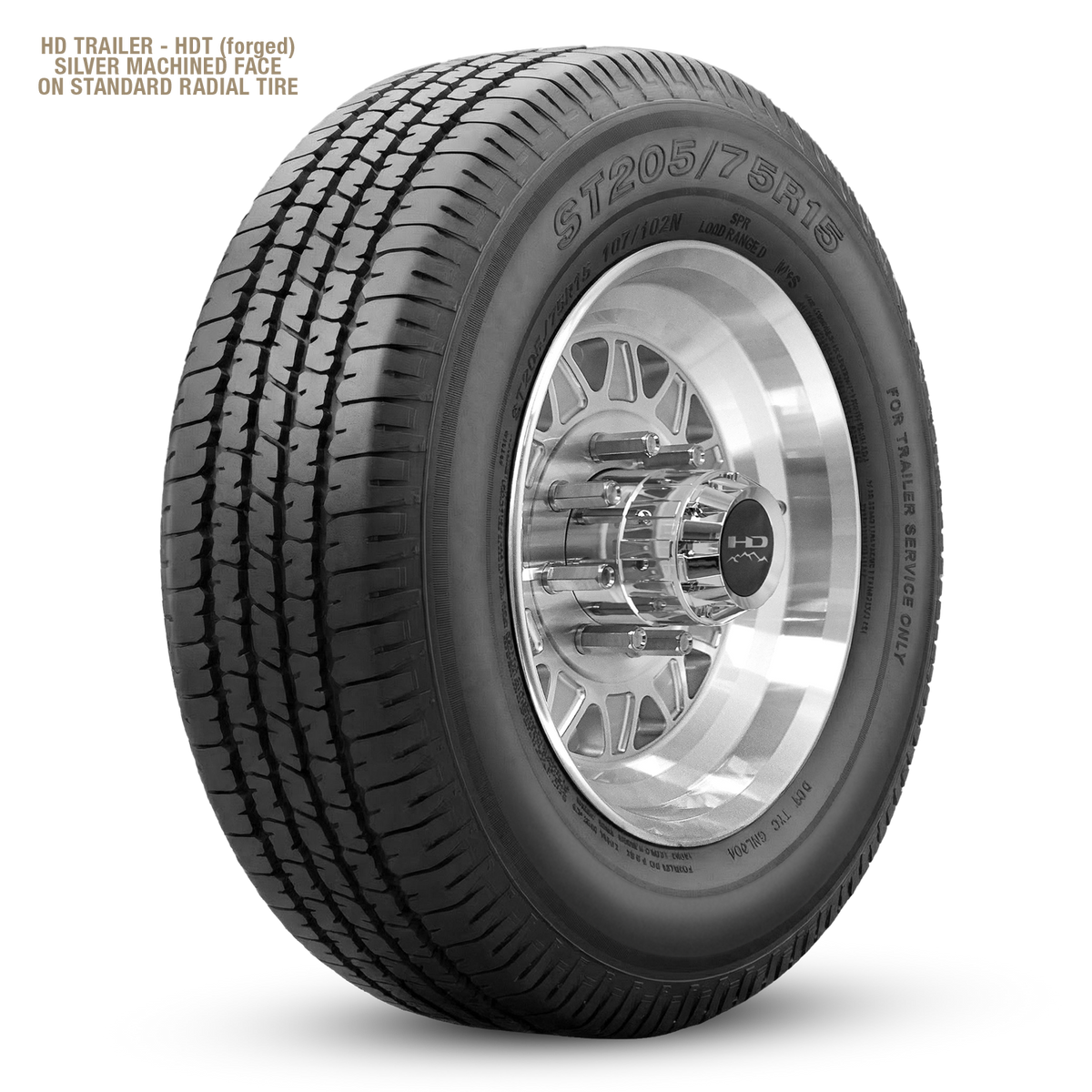 HD Trailer HDT Forged 17.5x6.75 +0 8x165mm 121.2mm Gloss Silver/Machined Face - Hub Centric - CAP NOT INCLUDED