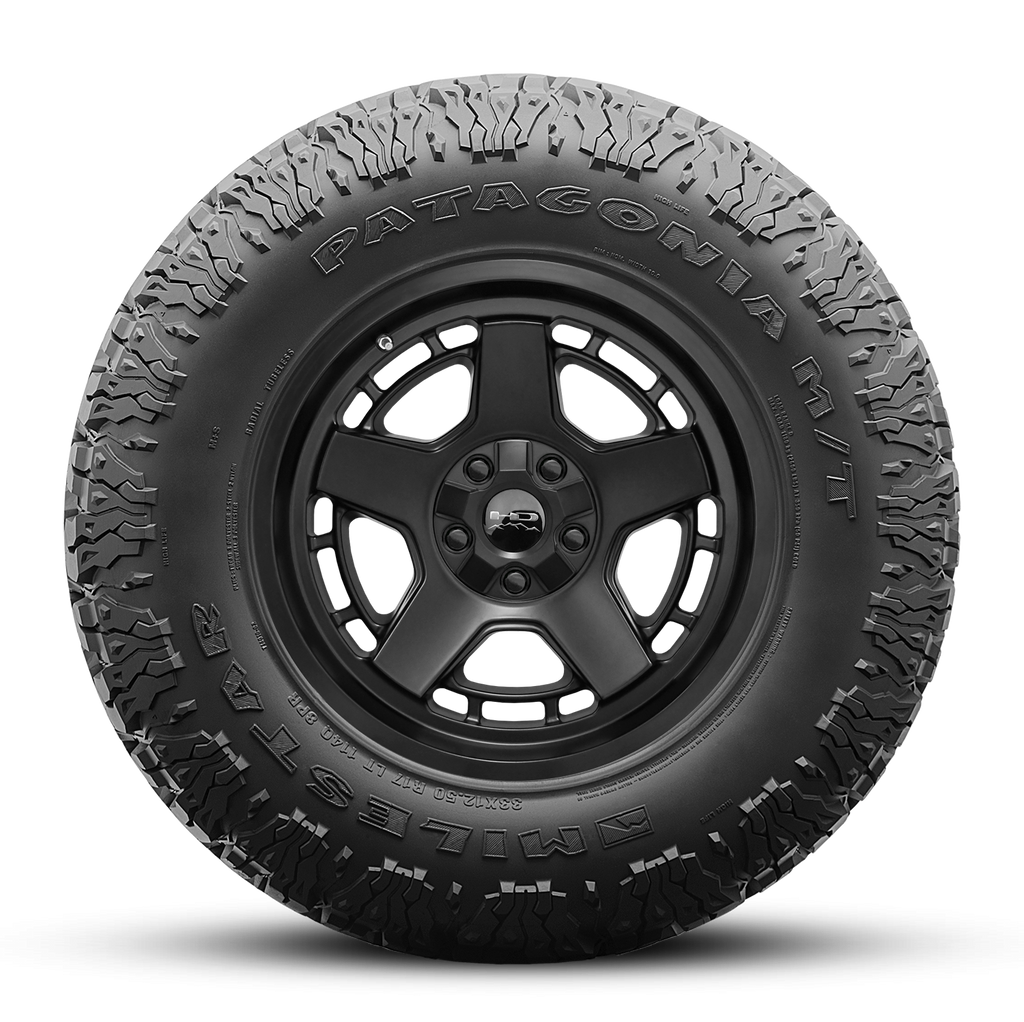 MILESTAR Patagonia M/T All Terrain Tire with the HD Off-Road Overland Sector Atlas in 17x9.0 All Satin Black Flat Shot Mounted & Balanced Wheel & Tire Package