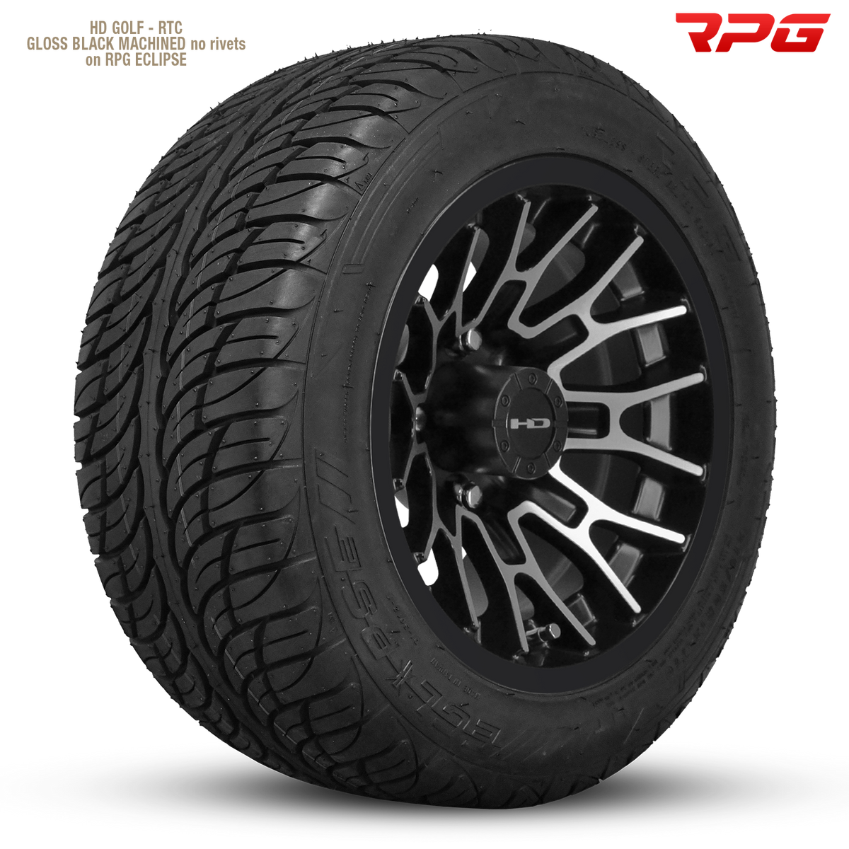 HD Golf RTC 12x7 -14 4x101.6mm 68.2mm Gloss Black/Machined Face