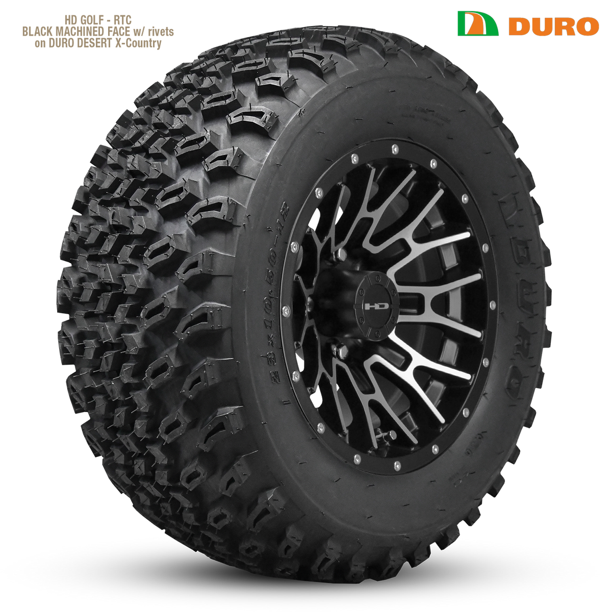 HD Golf RTC 12x7 -14 4x101.6mm 68.2mm Gloss Black/Mchnd Fc Blk Riv