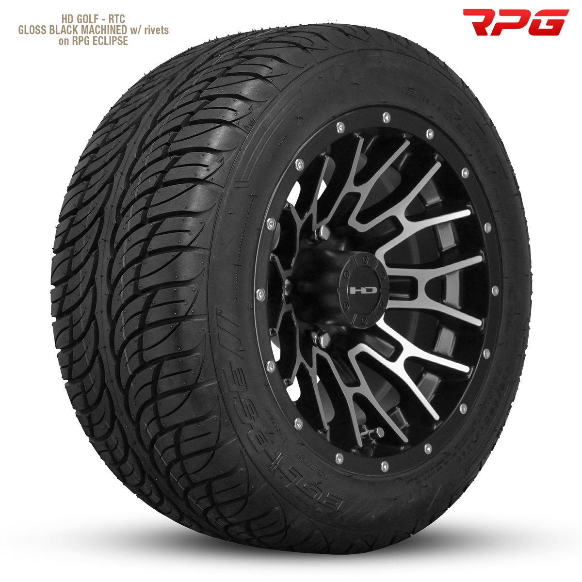HD Golf RTC 12x7 -14 4x101.6mm 68.2mm Gloss Black/Mchnd Fc Blk Riv