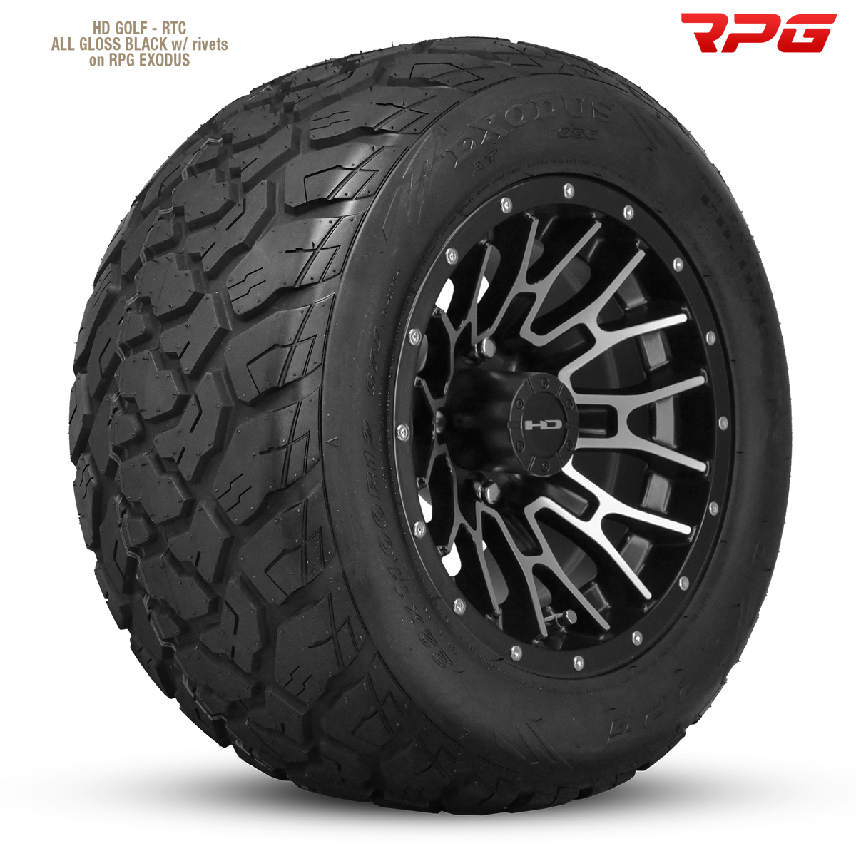HD Golf RTC 12x7 -14 4x101.6mm 68.2mm Gloss Black/Mchnd Fc Blk Riv