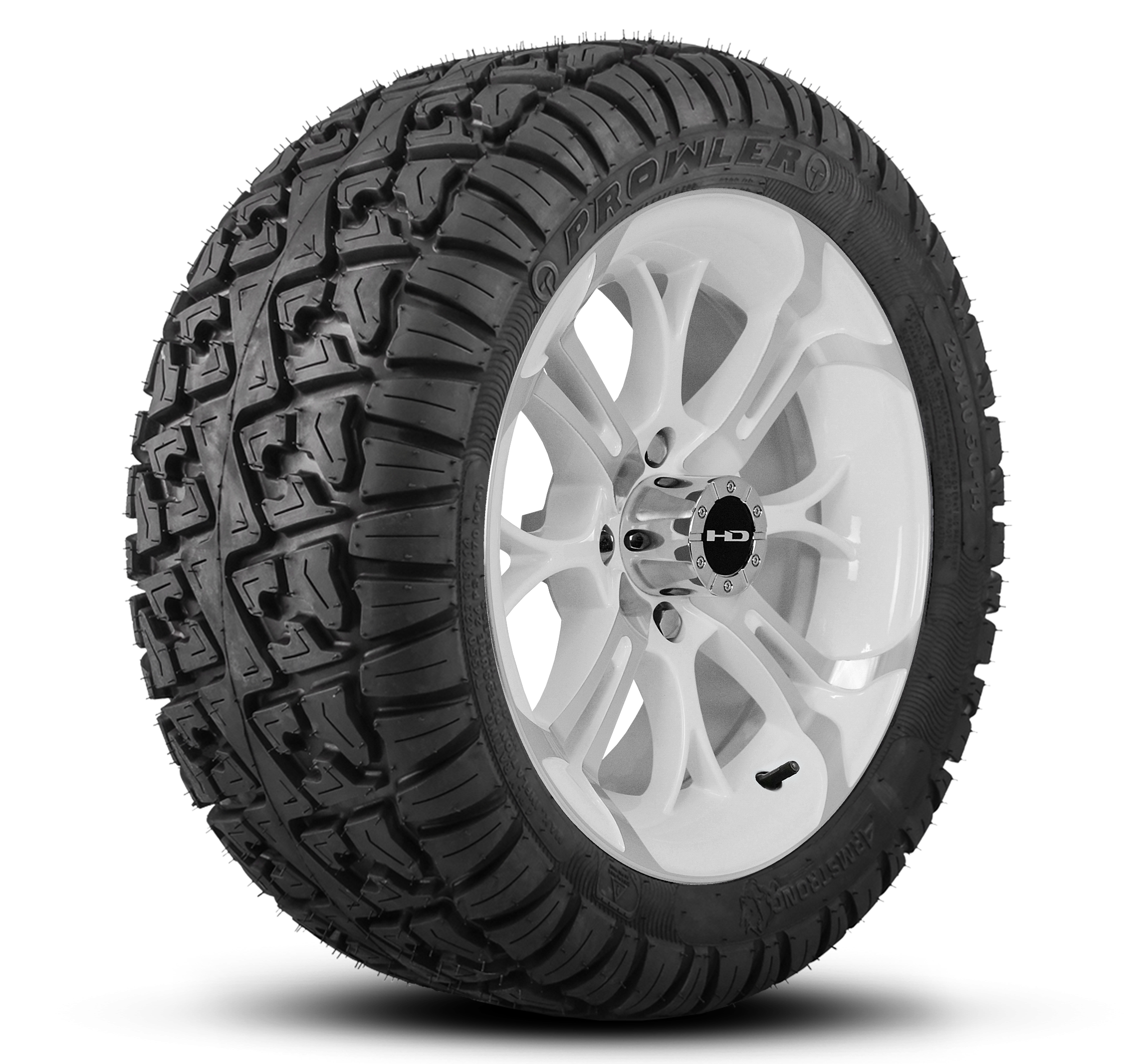 HD Golf Wheels Spinout White with Machined Face Wheel & Tire Package 23 Inch All Terrain Tire Shipped to Your Door Ready to Install