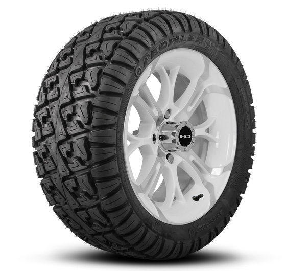 HD Golf Wheels Spinout White with Machined Face Wheel & Tire Package 23 Inch All Terrain Tire Shipped to Your Door Ready to Install