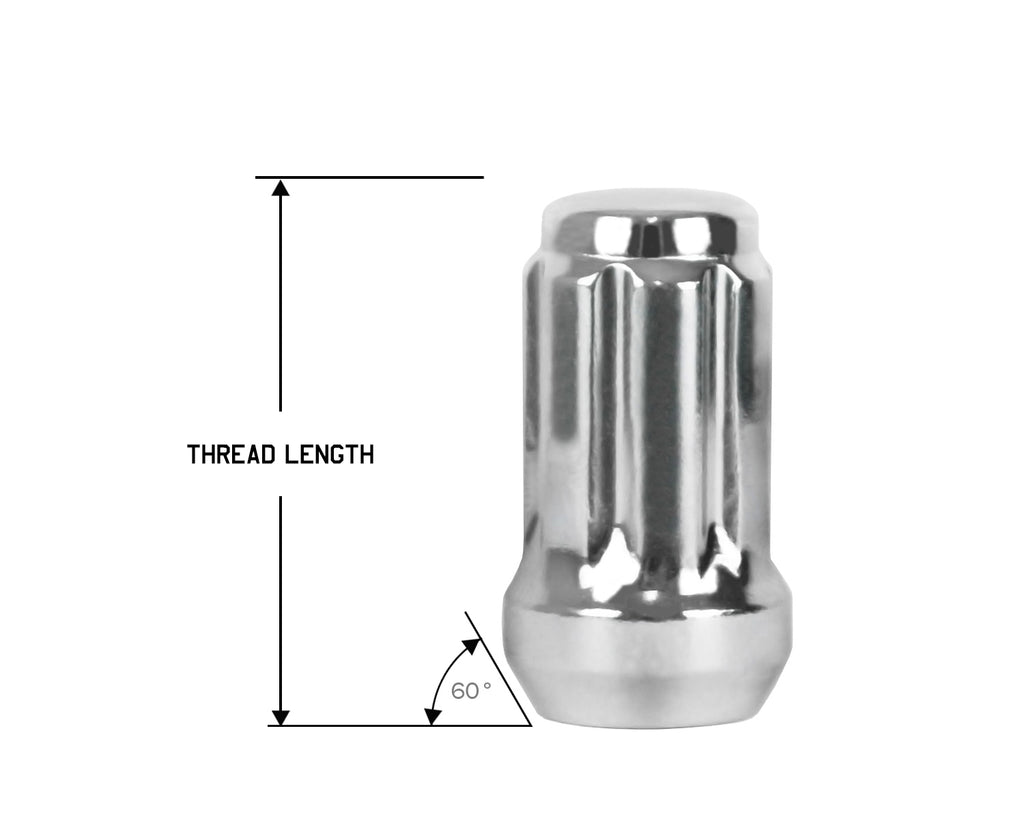 Perfectly Tight 7 Spline Lug Nut Tapered Seat 1/2-20 x 25mm - Zinc Steel - Set of 20 w/ Key