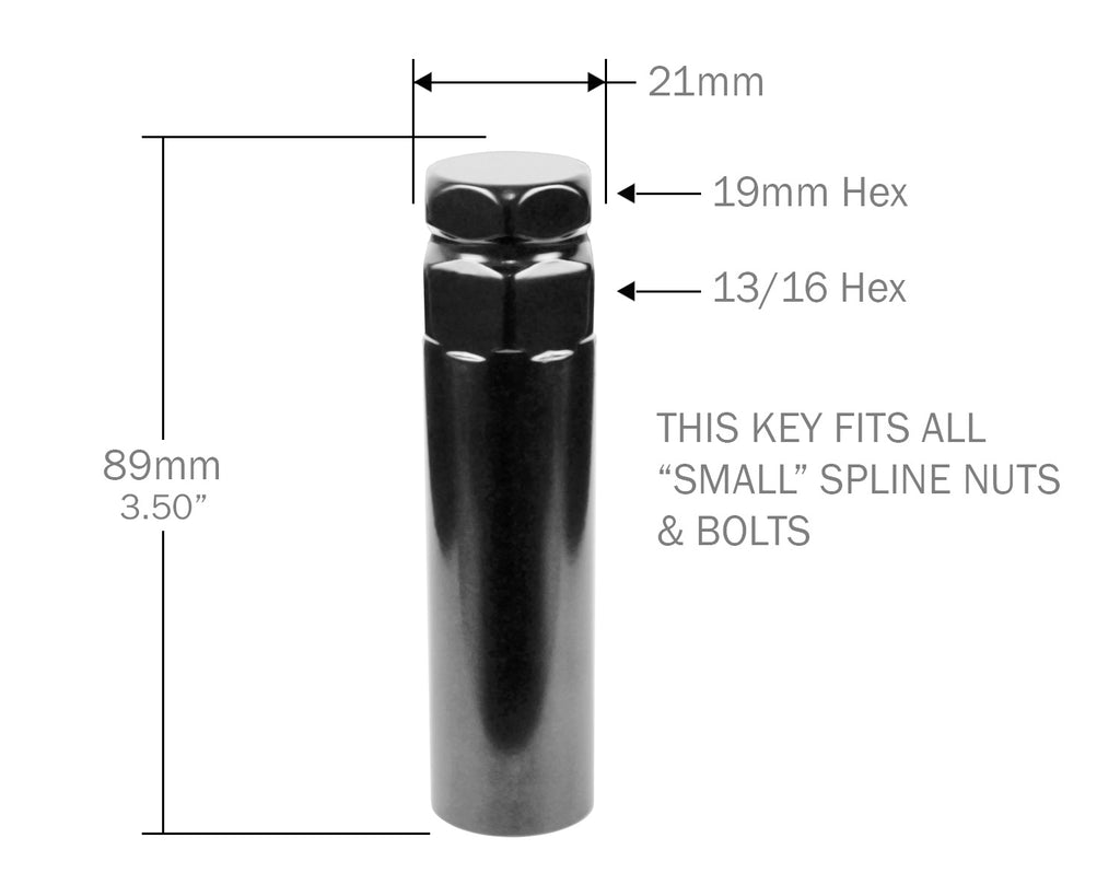 Perfectly Tight Small Diameter Replacement 7-Spline Lug Nut Key