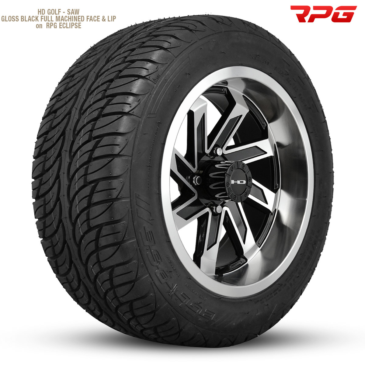 HD Golf Saw 12x7 -14 4x101.6mm 68.2mm Gloss Black/Machined Face&Lip