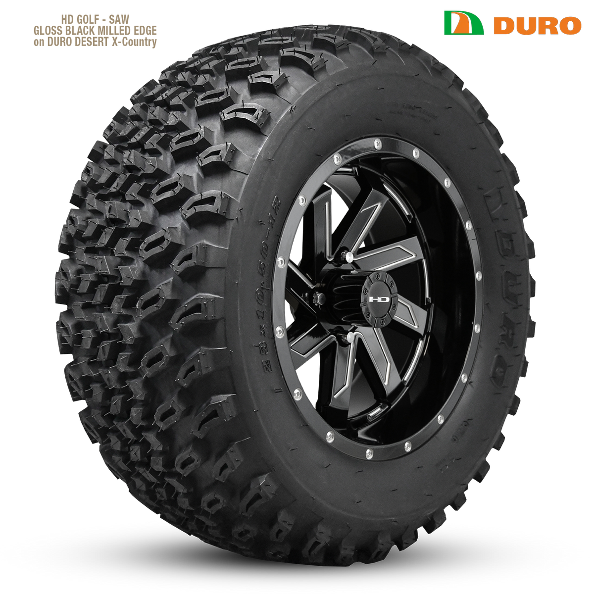 HD Golf Saw 12x7 -14 4x101.6mm 68.2mm Gloss Black/Milled Edge