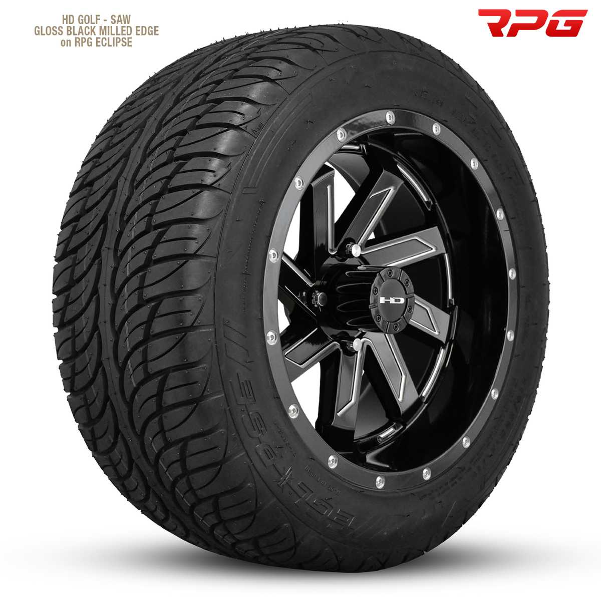 HD Golf Saw 12x7 -14 4x101.6mm 68.2mm Gloss Black/Milled Edge