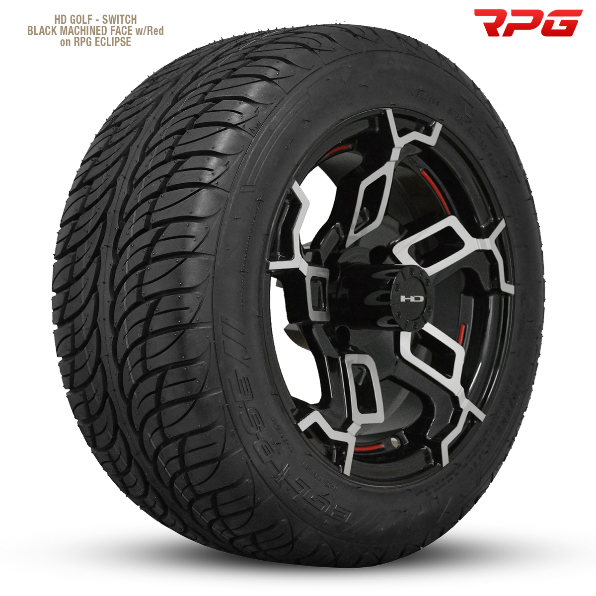 HD Golf Switch 14x7 -14 4x101.6mm 68.2mm Gloss Black/Mach Face&Redline
