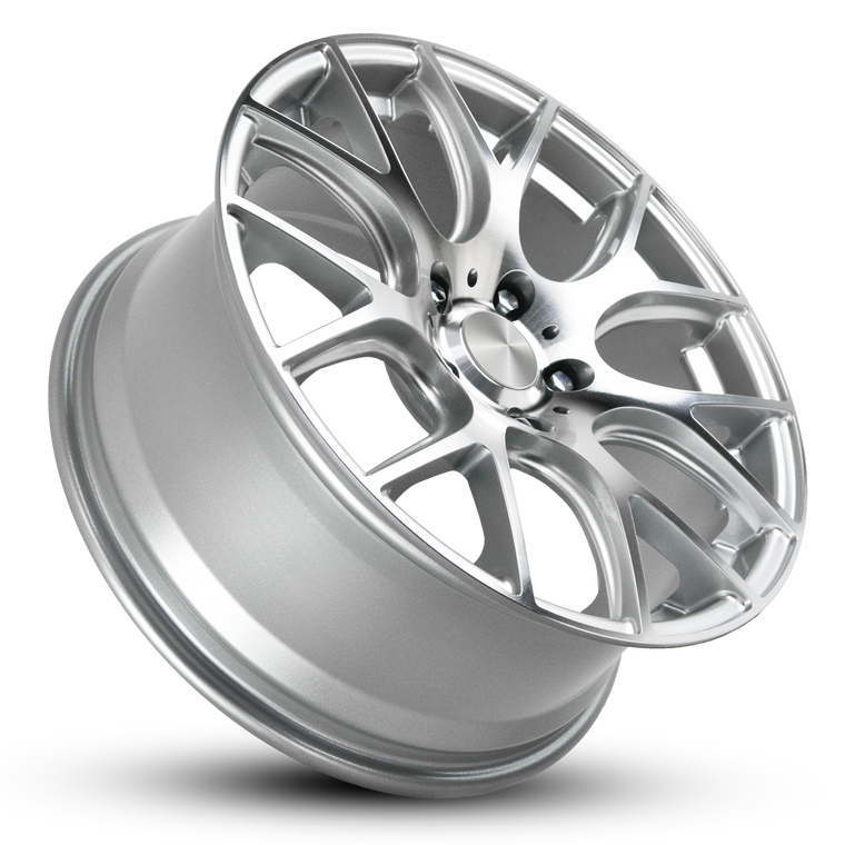 Klassik Rader Model Style 040 in Staggered Sizes 18x8.0 & 18x9.0 5x120 et35mm & 38mm Finished in Silver with Machined Face Euro Mesh ALZOR MIRO Style Replica for BMW 1, 2, 3, 4 Series
