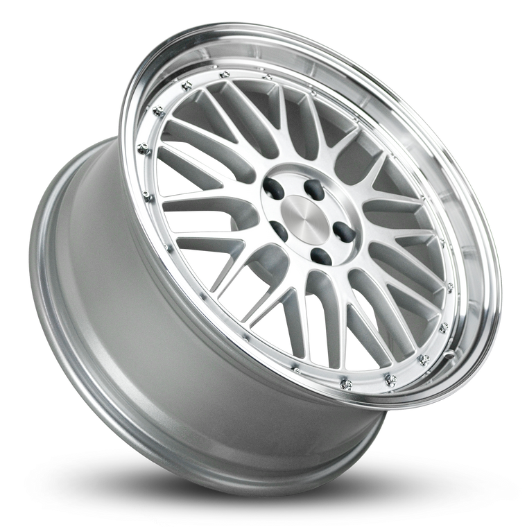 Klassik Rader Style Model 020 in 18x8.0 & 18x9.0 Staggered for VW Golf GTI Audi A4, TT in Silver with Polished Lip Featuring ALZOR & BBS LM Spoke Styling