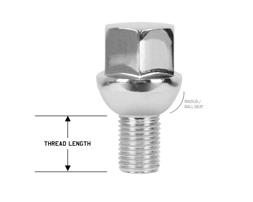 Perfectly Tight 19mm Hex Lug Bolt Radius Seat 12x1.5 x 17mm - Chrome Steel - Set of 20