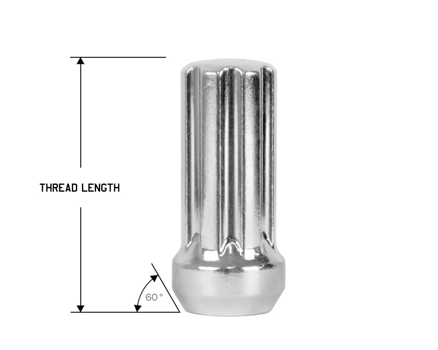 Perfectly Tight 3/4" Hex Bulged Lug Nut Tapered Seat 1/2-20 x 50mm - Chrome Steel - 1 Piece