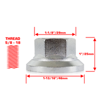 Load image into Gallery viewer, Perfectly Tight 29mm Hex Swivel Flat Seat Open Lug Nut 5/8-18 x 25mm - Zinc Steel - 1 Piece